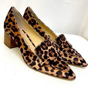 Sole Society Velvet Leopard  Print Block Heel Pumps